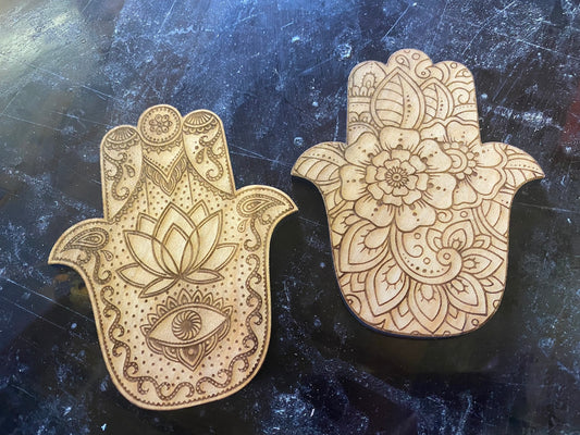 Hamsa Hand of Fatima Evil Eye Wooden Coasters