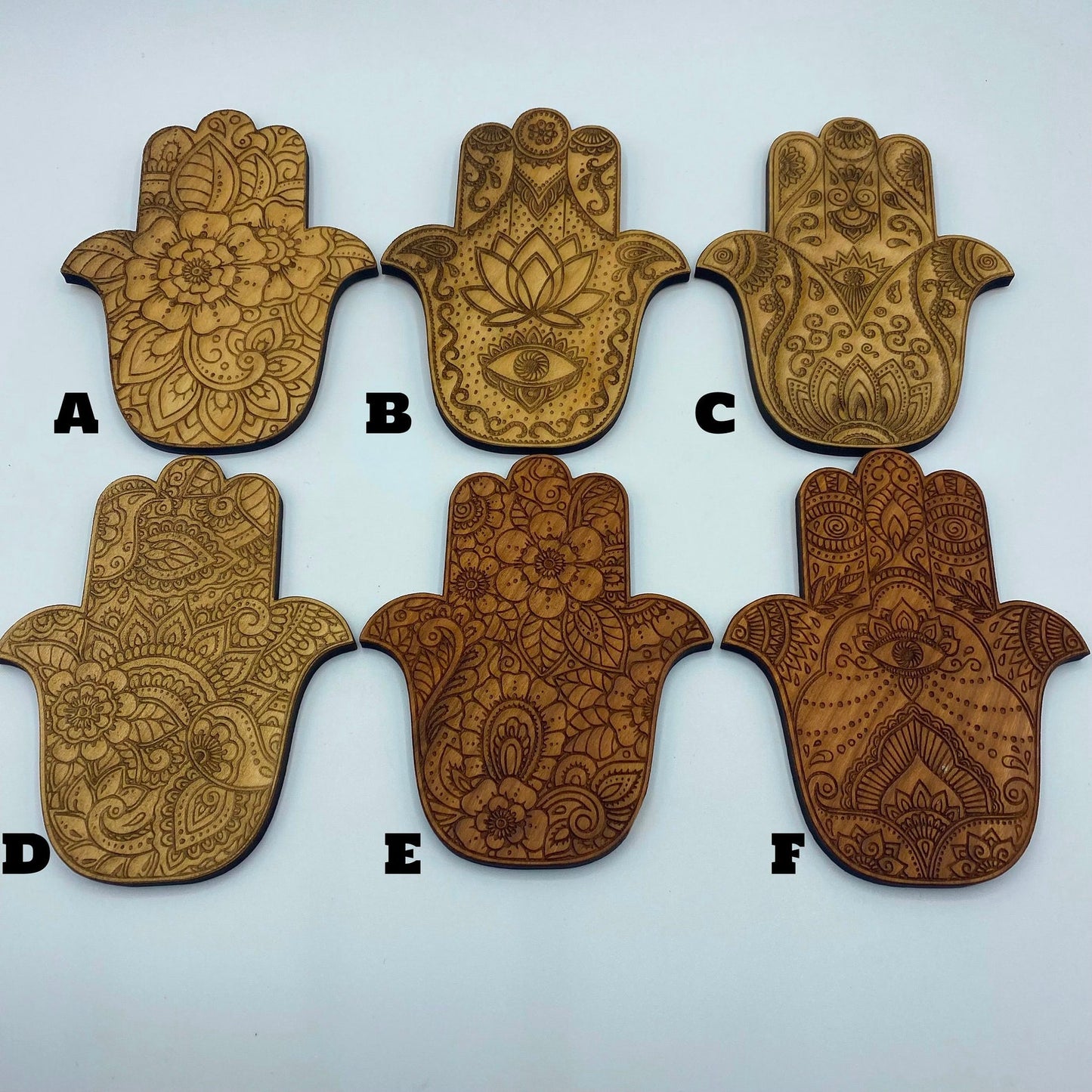 Hamsa Hand of Fatima Evil Eye Wooden Coasters
