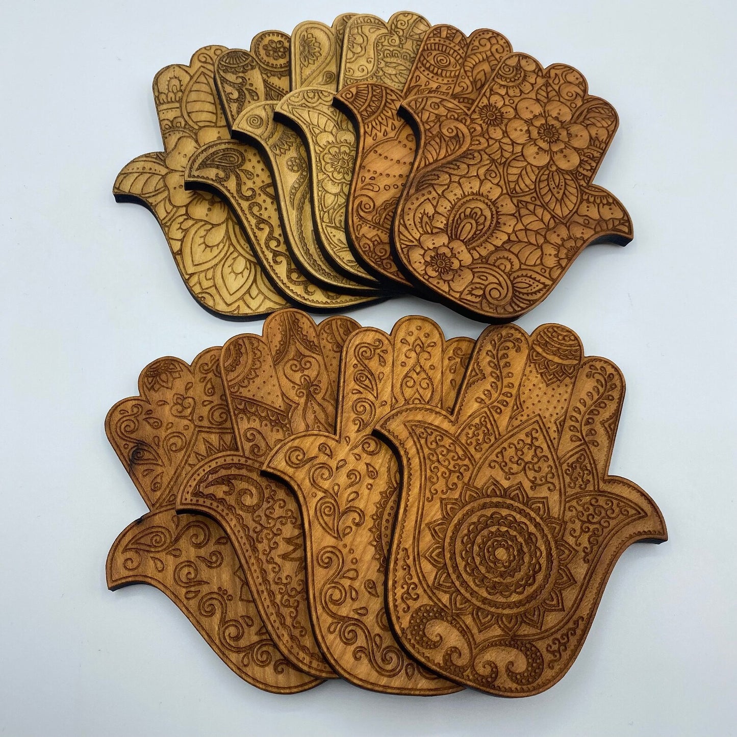 Hamsa Hand of Fatima Evil Eye Wooden Coasters