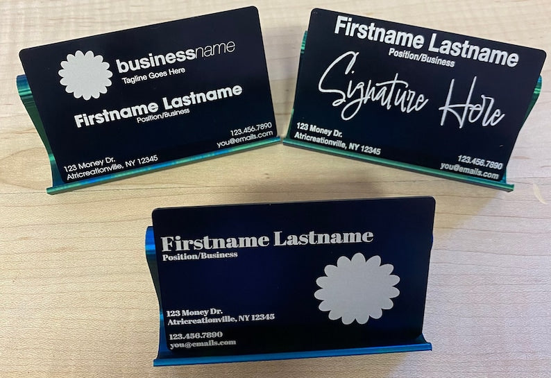 Custom Metal Engraved Business Cards. Thick Aluminum 0.8mm